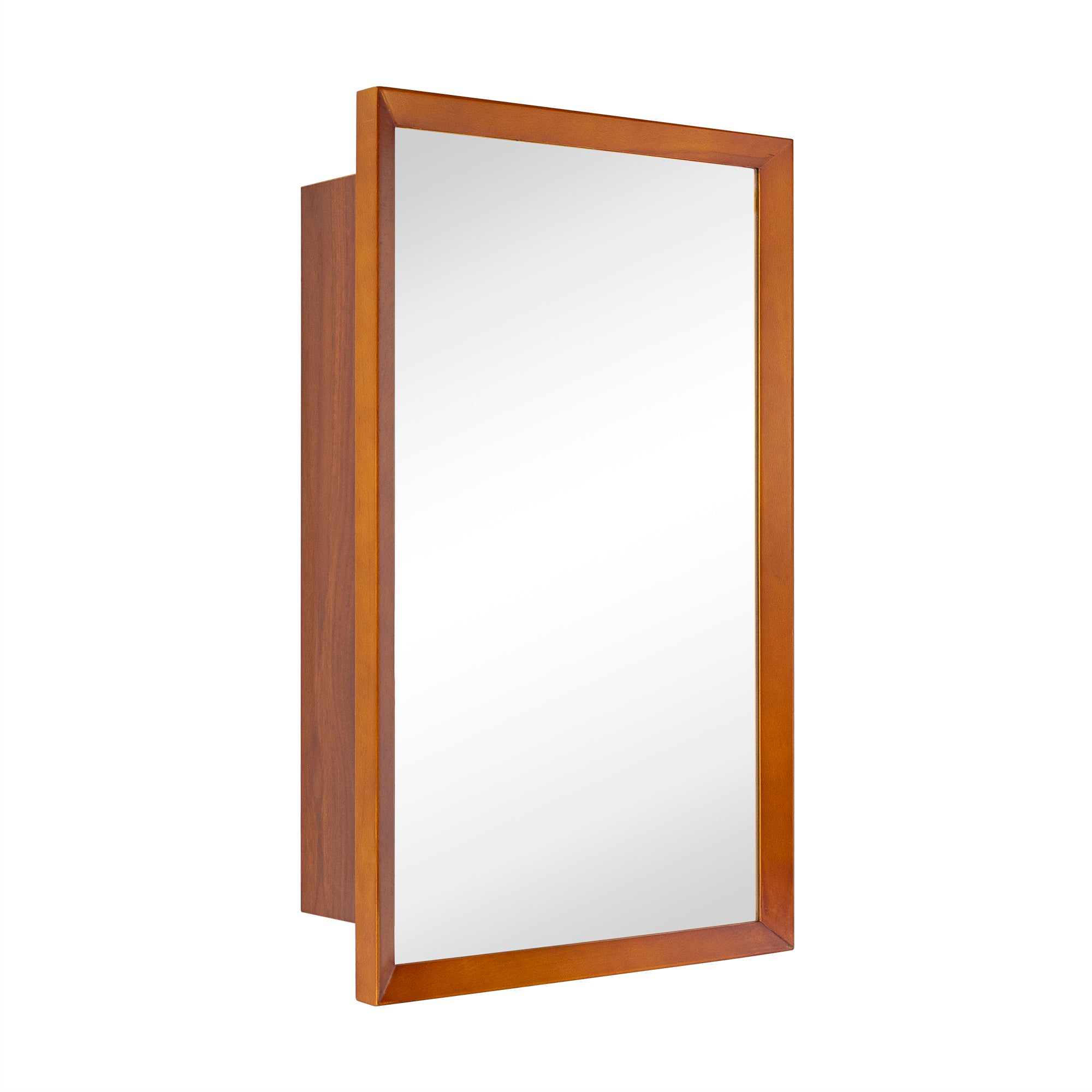 Recess and Surface Mount Rectangular Acorn Wood Framed Medicine Cabinet with Mirror