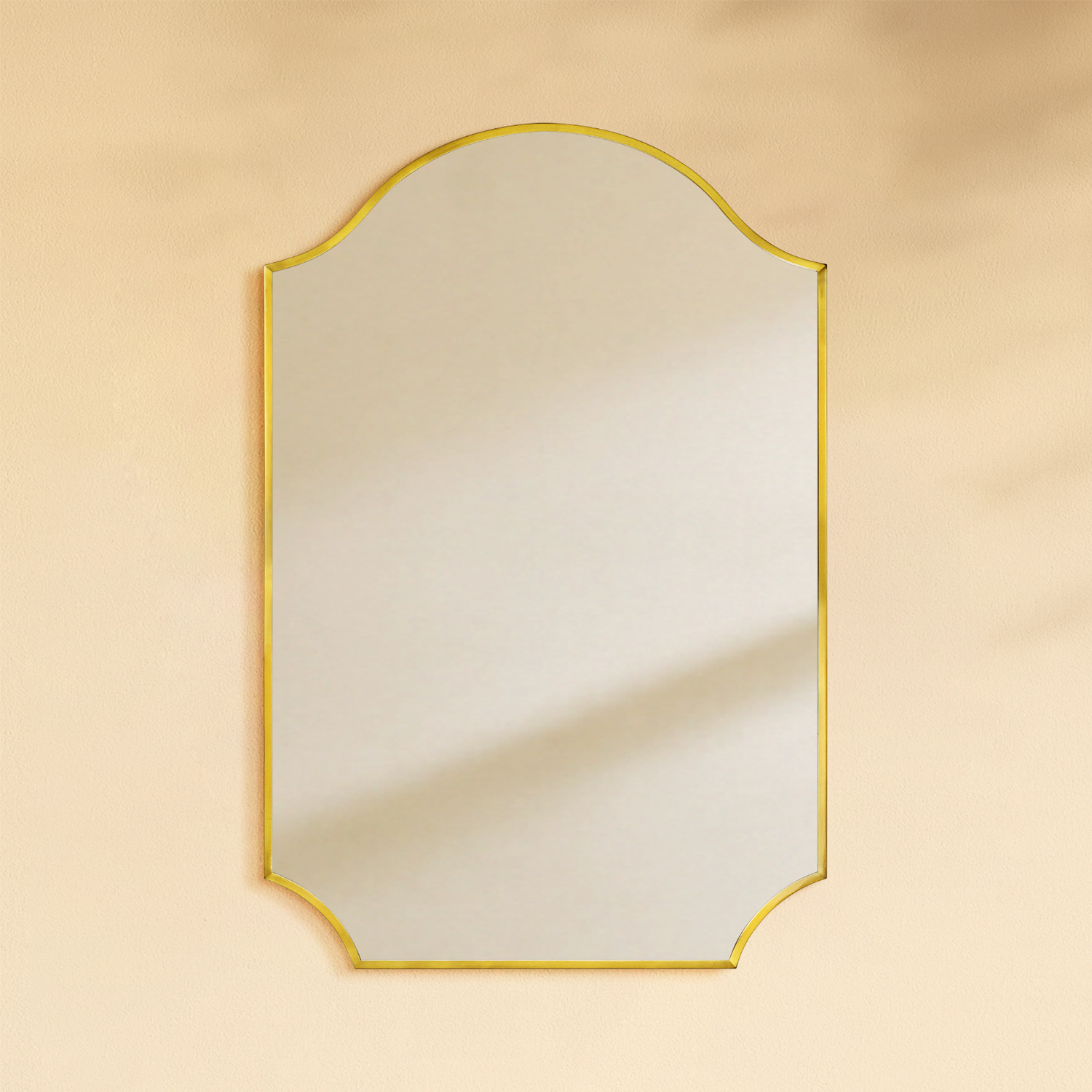 Airius Modern Scalloped Wall Mirrors, 24x36" in Brushed Gold