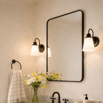 Aria Modern Rectangle Wall Mirrors with Rounded Corners GC-00774 Black 20x28" TEHOME