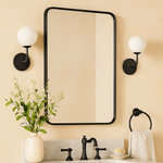 Aria Modern Rectangle Wall Mirrors with Rounded Corners GC-00774 Black 20x28" TEHOME