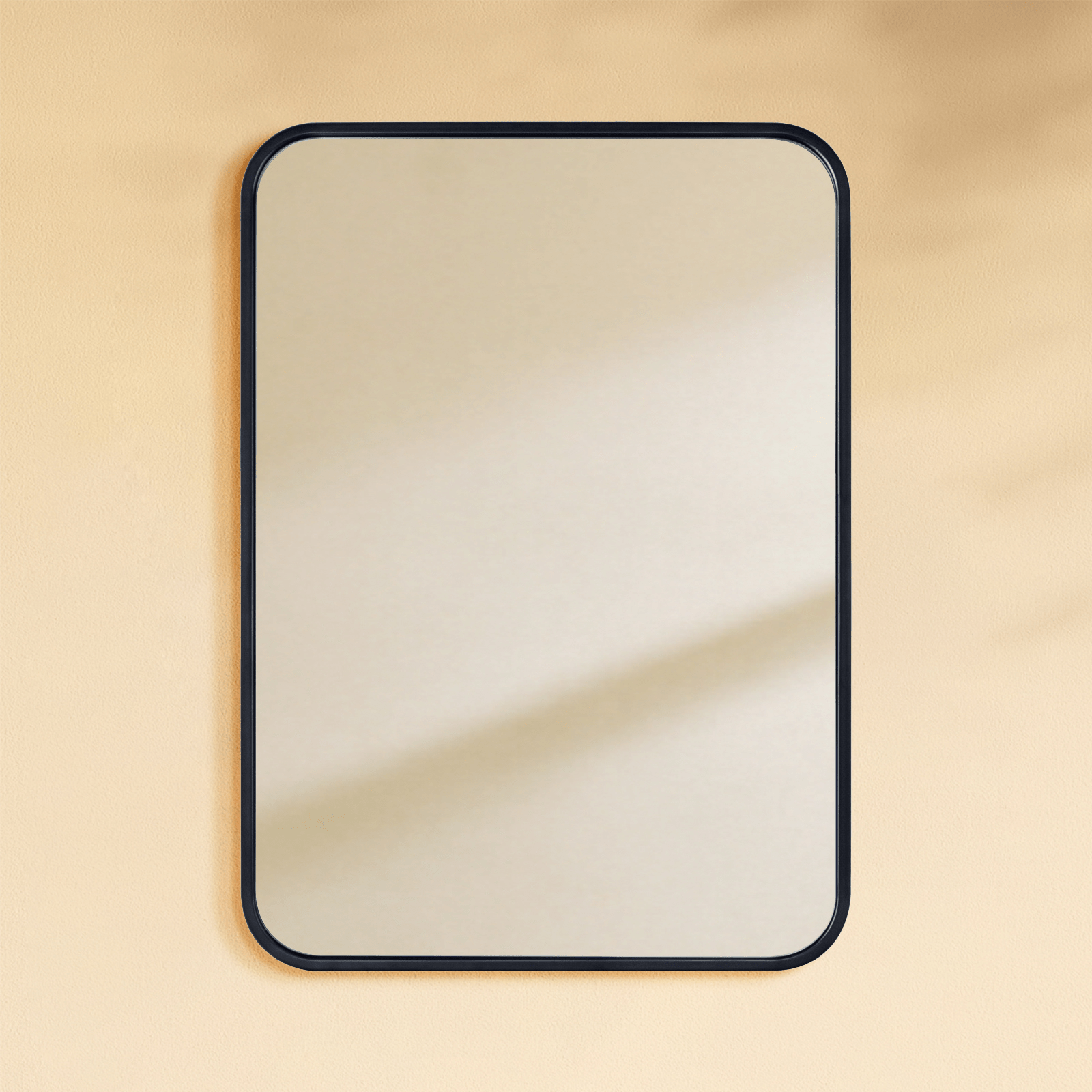 Aria Modern Rectangle Wall Mirrors with Rounded Corners GC-00774 Black 20x28" TEHOME