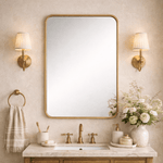 Aria Modern Rectangle Wall Mirrors with Rounded Corners GC-00777 Brushed Gold 20x28" TEHOME