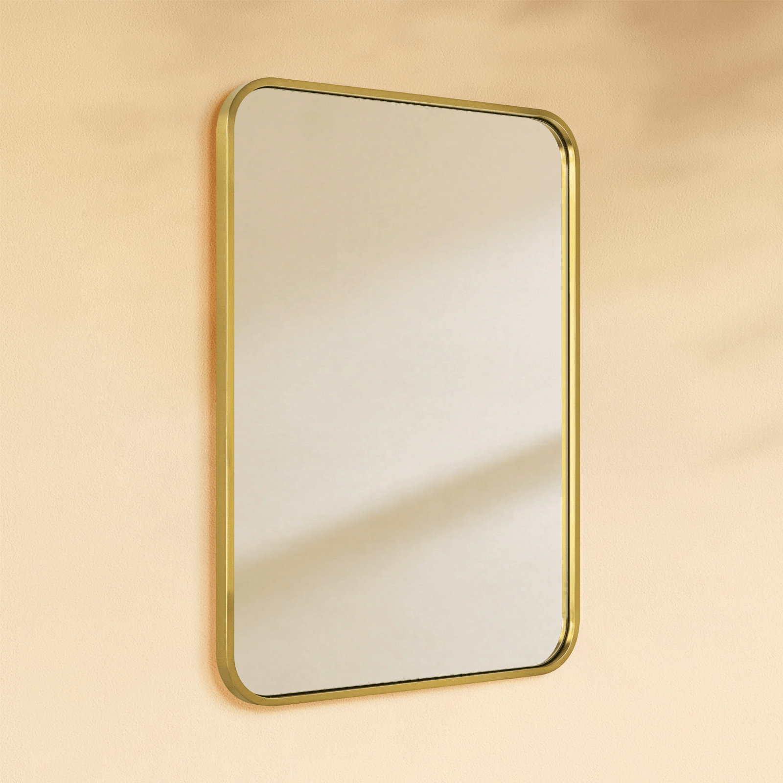 Aria Modern Rectangle Wall Mirrors with Rounded Corners GC-00777 Brushed Gold 20x28" TEHOME