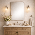 Aria Modern Rectangle Wall Mirrors with Rounded Corners GC-00776 Brushed Nickel 20x28" TEHOME