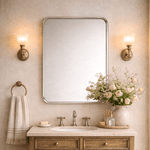 Aria Modern Rectangle Wall Mirrors with Rounded Corners GC-00775 Chrome 20x28" TEHOME