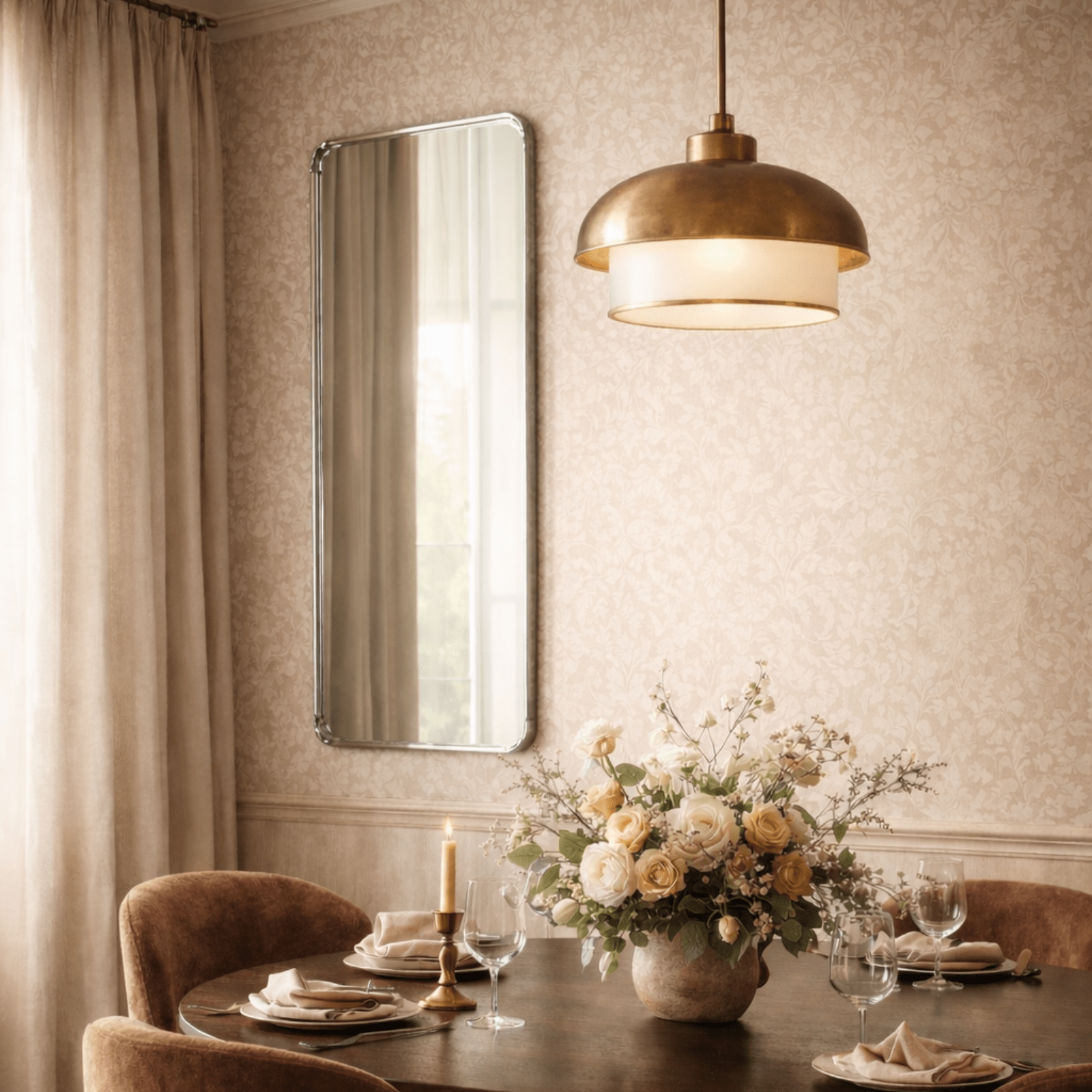 Aria Modern Rectangle Wall Mirrors with Rounded Corners GC-00776 Brushed Nickel 20x28" TEHOME