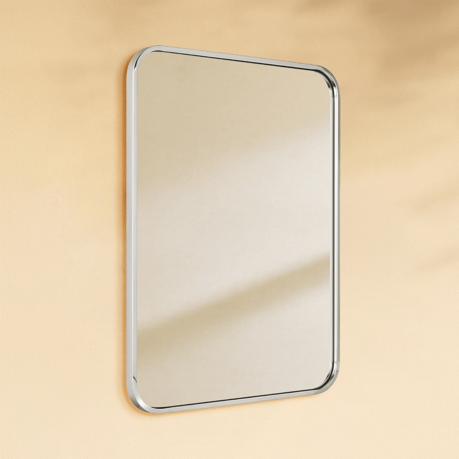 Aria Modern Rectangle Wall Mirrors with Rounded Corners GC-00775 Chrome 20x28" TEHOME