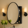 Atelier Modern Round Surface Mount Bathroom Medicine Cabinet with Mirrors, 26" Dia in Black