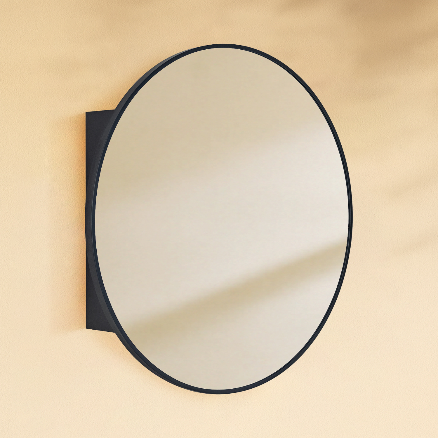 Atelier Modern Round Surface Mount Bathroom Medicine Cabinet with Mirrors, 26" Dia in Black