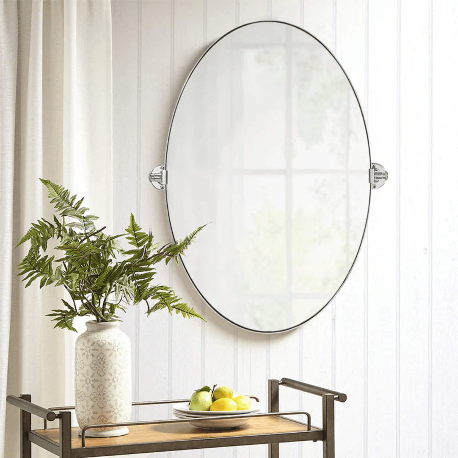 Aura Modern Oval Bathroom Pivot Mirrors GC-00222 Chrome 20x30" TEHOME