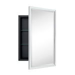 Rectangular Metal Framed Recessed Bathroom Medicine Cabinet with Mirror