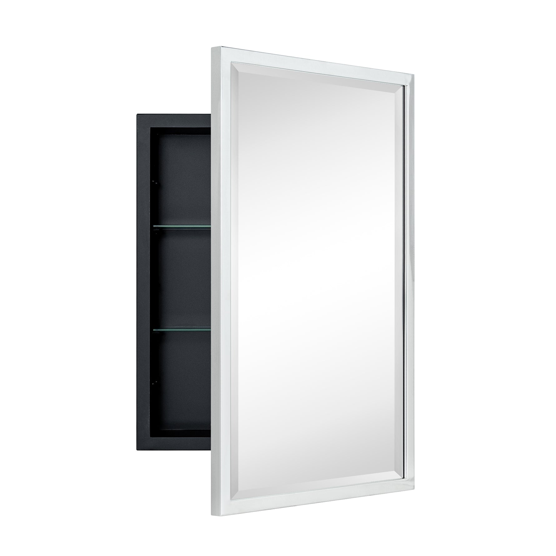Rectangular Metal Framed Recessed Bathroom Medicine Cabinet with Mirror