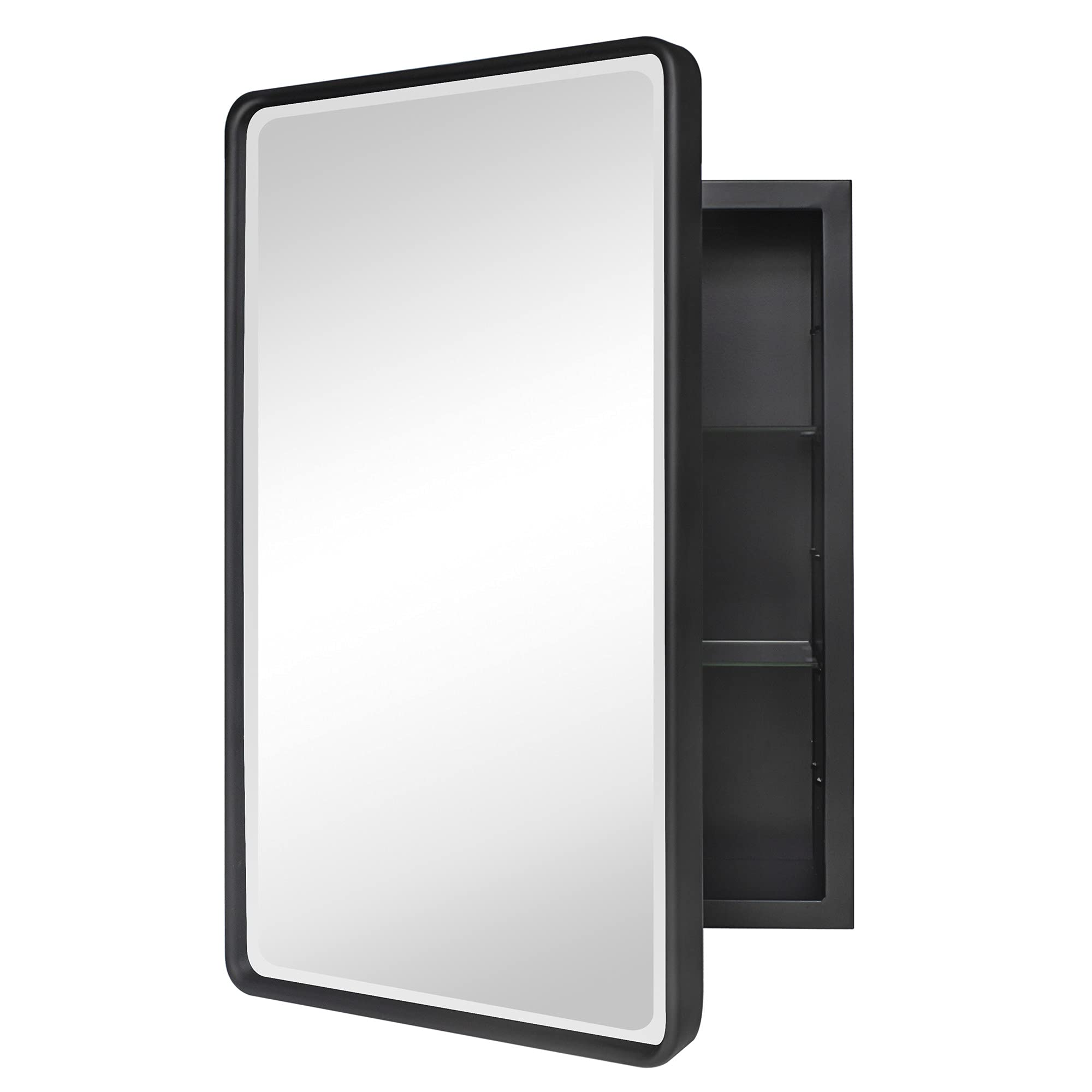 Recessed Rectangular Metal Framed Bathroom Medicine Cabinets with Mirror