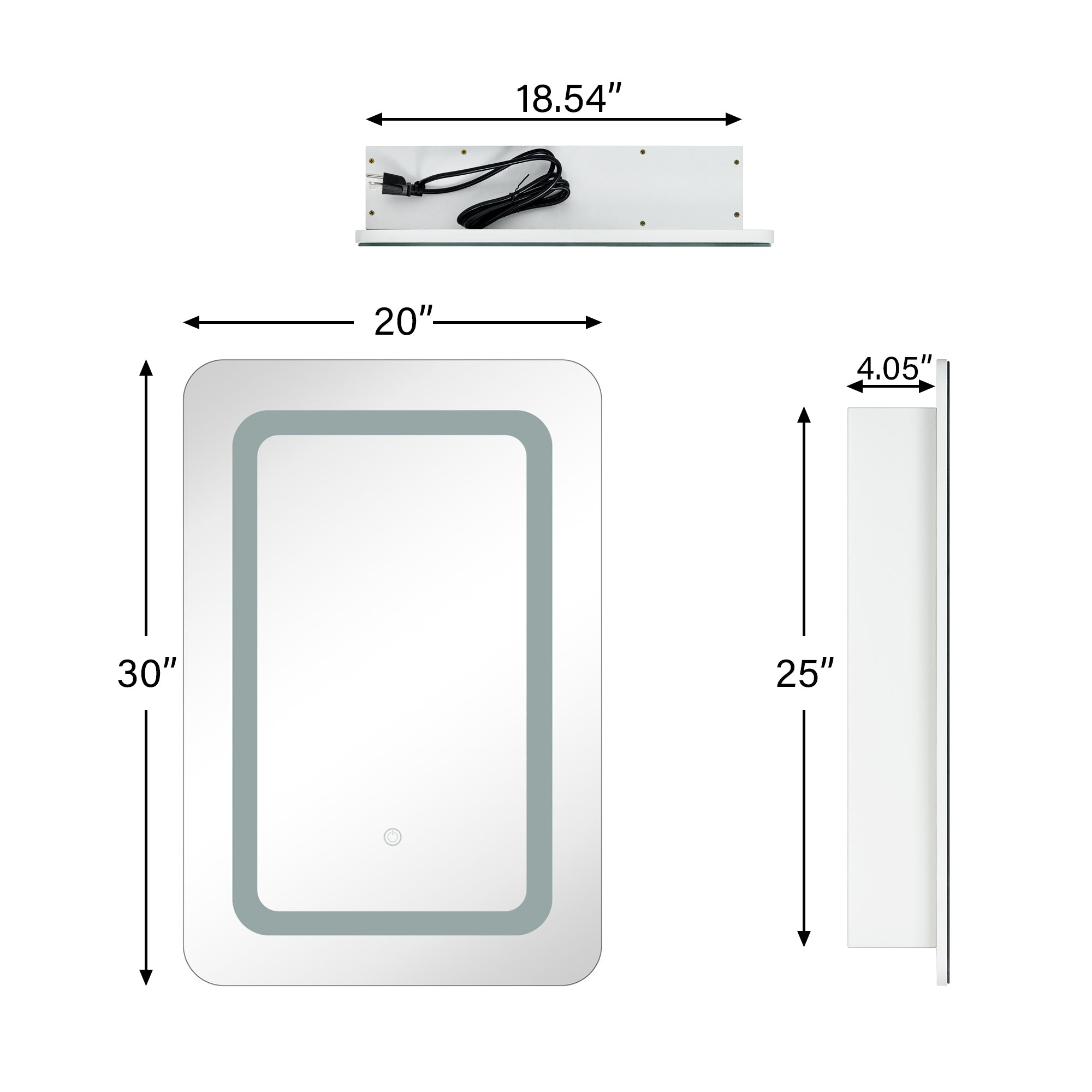  Rectangular Lighted LED Surface Mount Bathroom Medicine Cabinet with Mirror