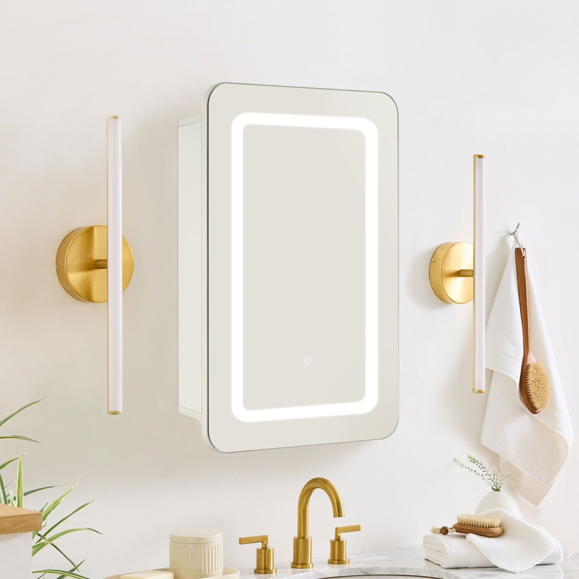 Rectangular Lighted LED Surface Mount Bathroom Medicine Cabinet with Mirror