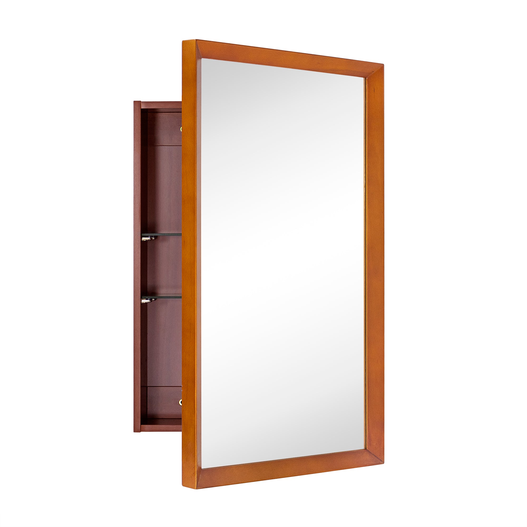 Recess and Surface Mount Rectangular Acorn Wood Framed Medicine Cabinet with Mirror