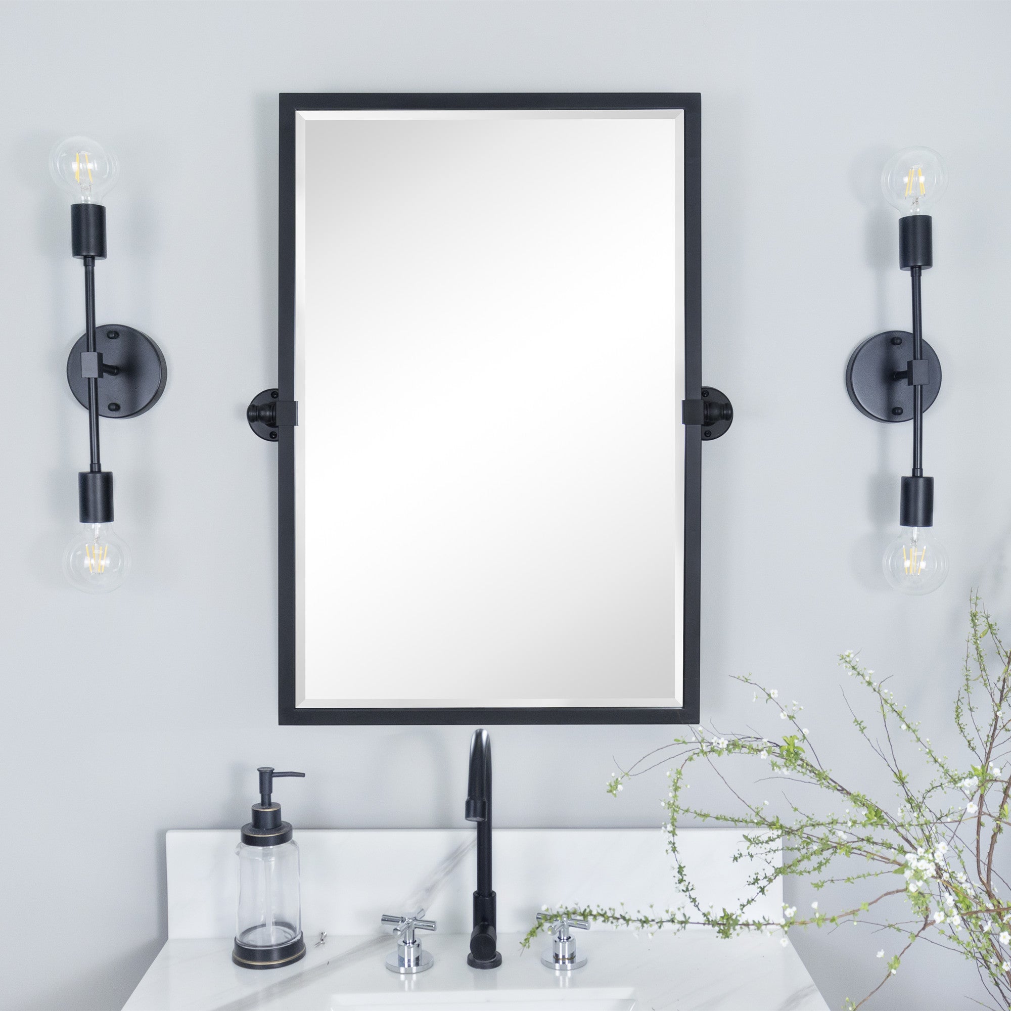 Rectangular Metal Framed Pivot Wall Mounted Bathroom Vanity Mirror