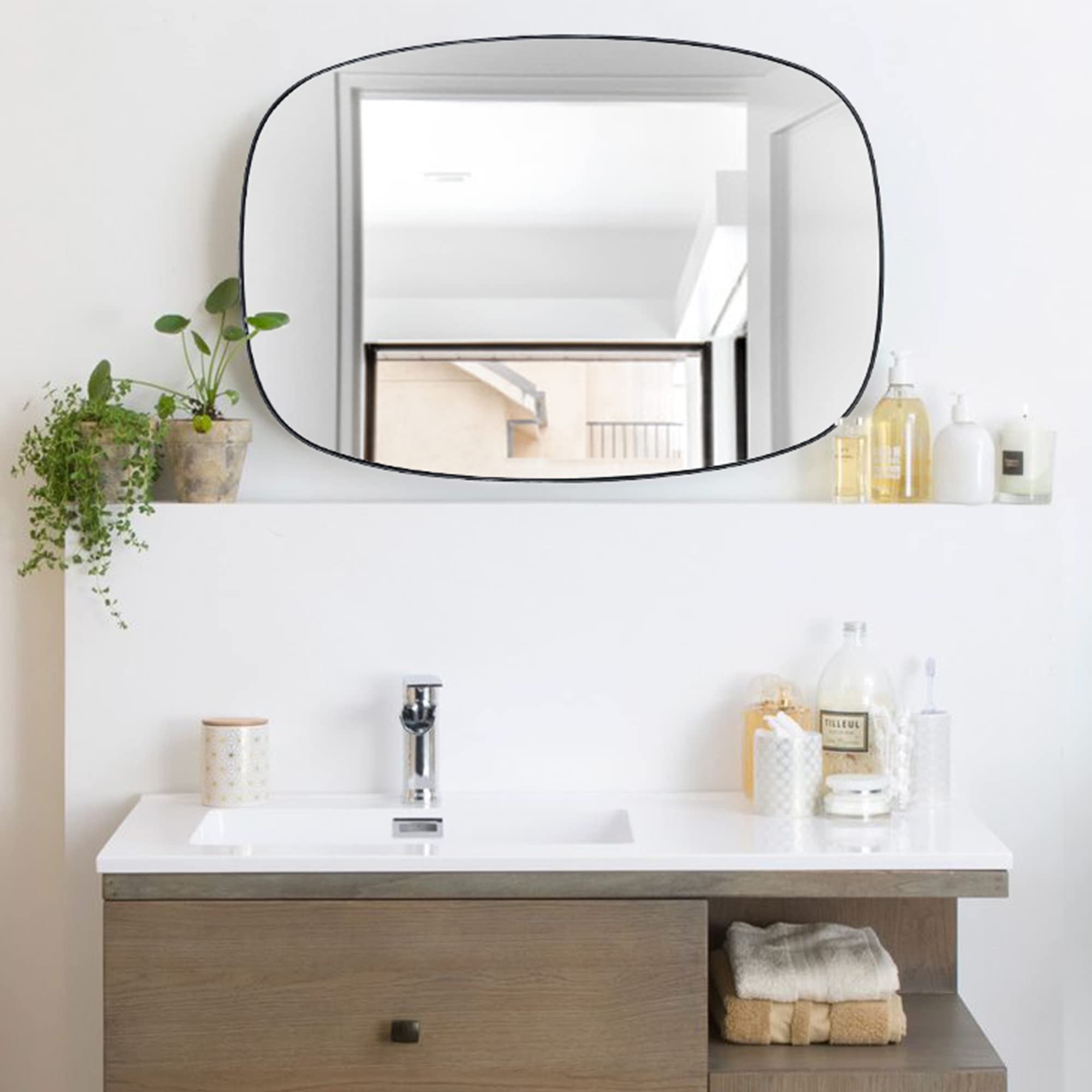 Oval Stainless Steel Framed Wall Mounted Bathroom Vanity Mirror