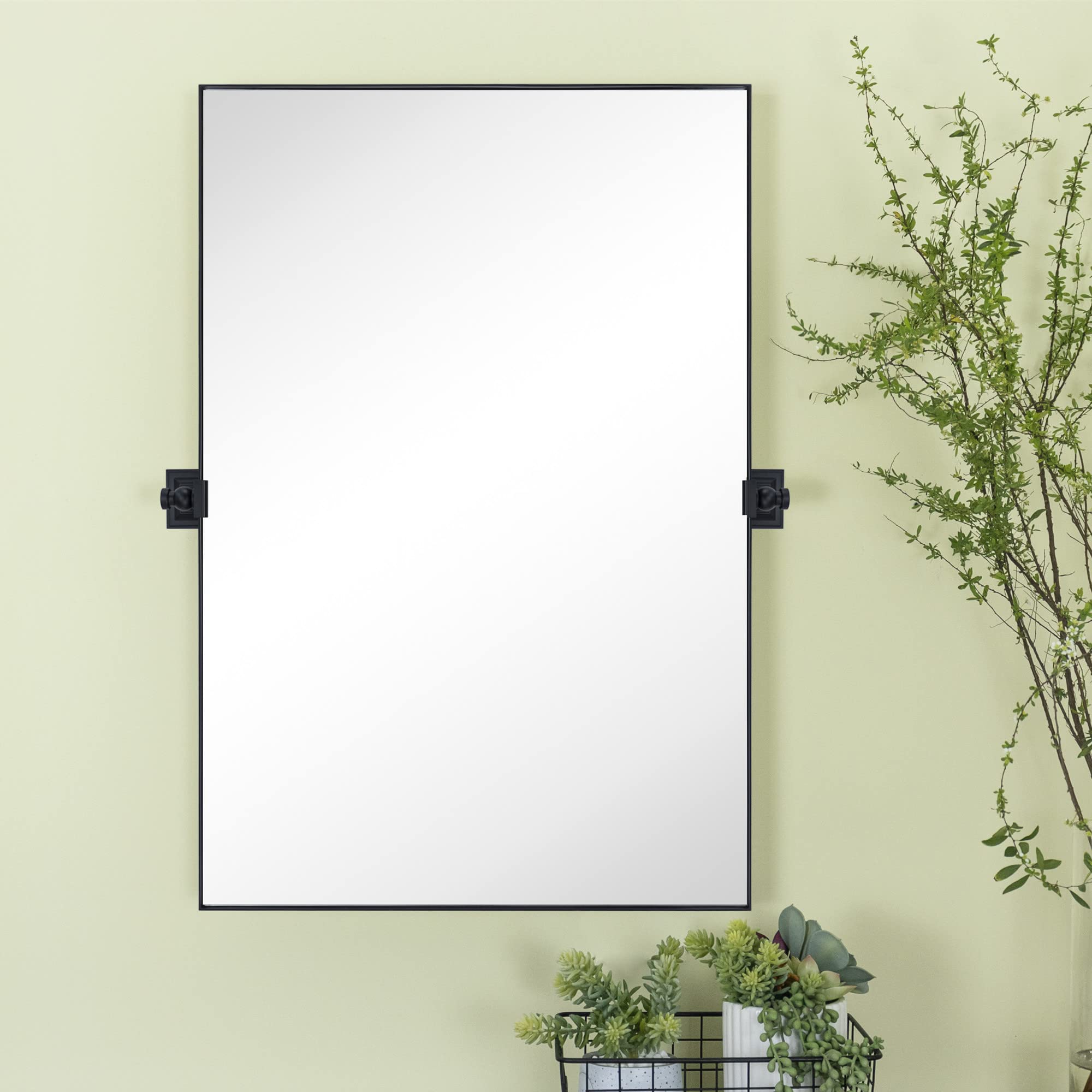 Rectangular Pivoting Metal Framed Wall Mounted Bathroom Vanity Mirror