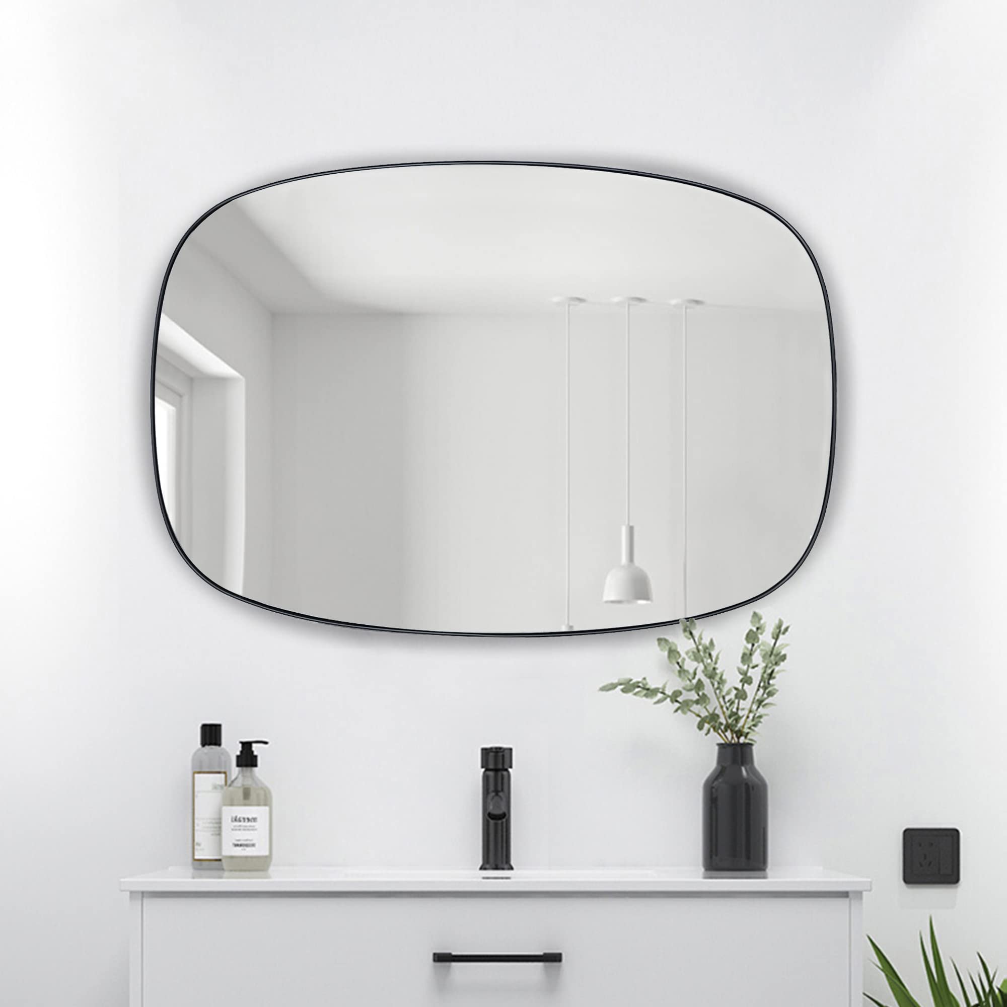 Oval Stainless Steel Framed Wall Mounted Bathroom Vanity Mirror