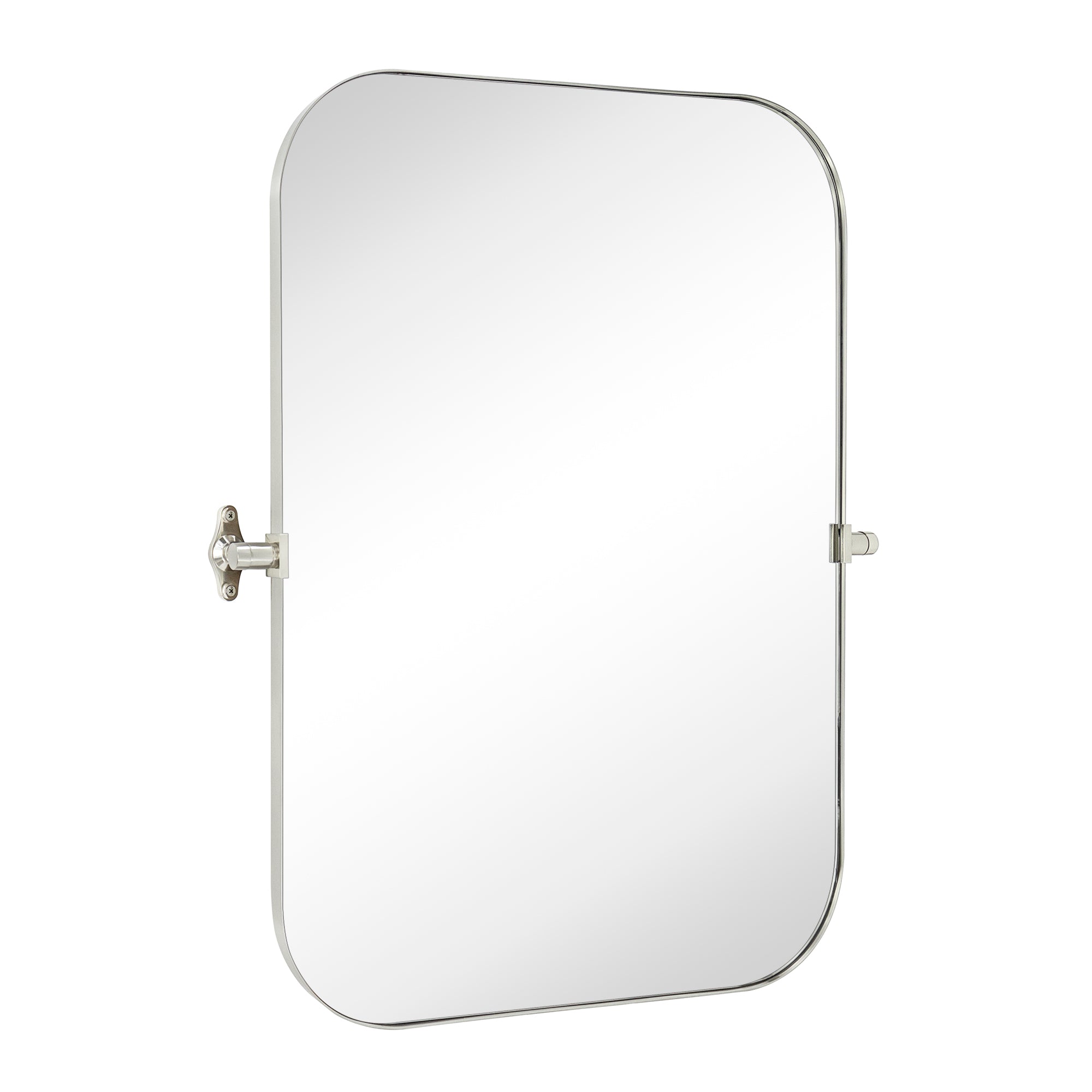 Rectangular Stainless Steel Framed Pivoting Wall Mounted Bathroom Vanity Mirror