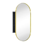 Oval Pill Shape Metal Framed Recessed Medicine Cabinet with Mirror