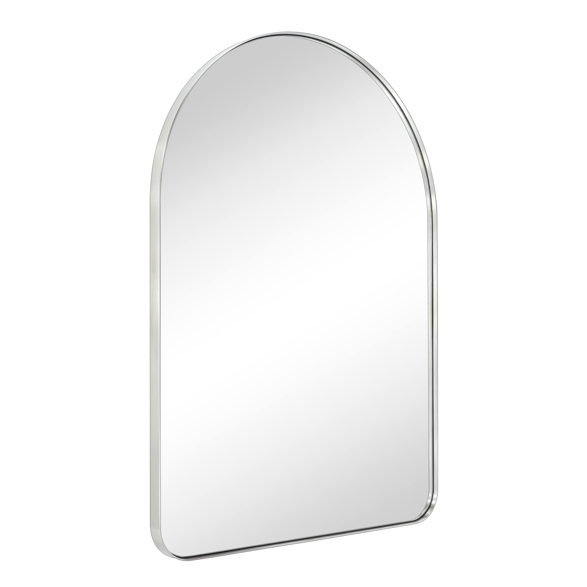 Arched Stainless Steel Framed Wall Mounted Bathroom Vanity Mirror