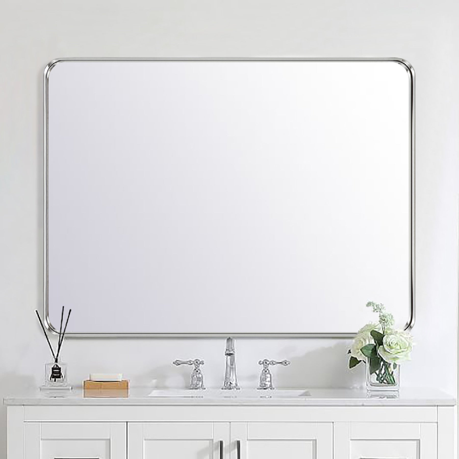 Rectangular Metal Framed Wall Mounted Bathroom Vanity Mirror