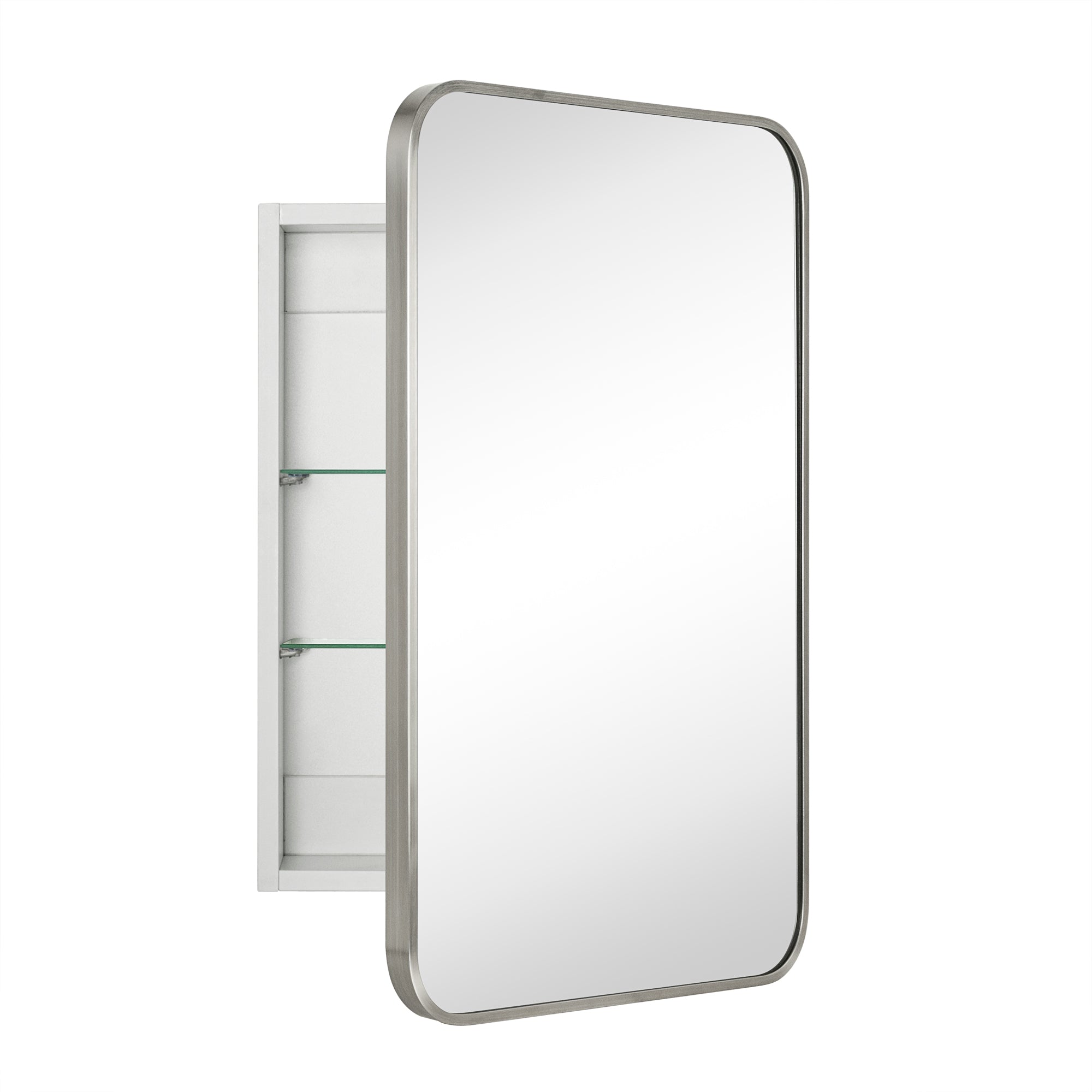 Garnes Rectangular Recessed or Surface Mount Metal Framed Medicine Cabinet with Mirror