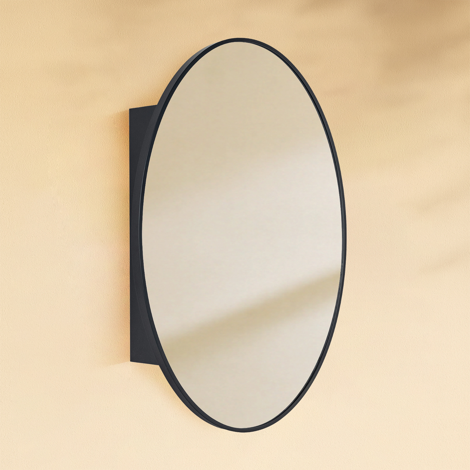 Cedar Modern Oval Surface Mount Bathroom Medicine Cabinet with Mirrors, 20x30" in Black