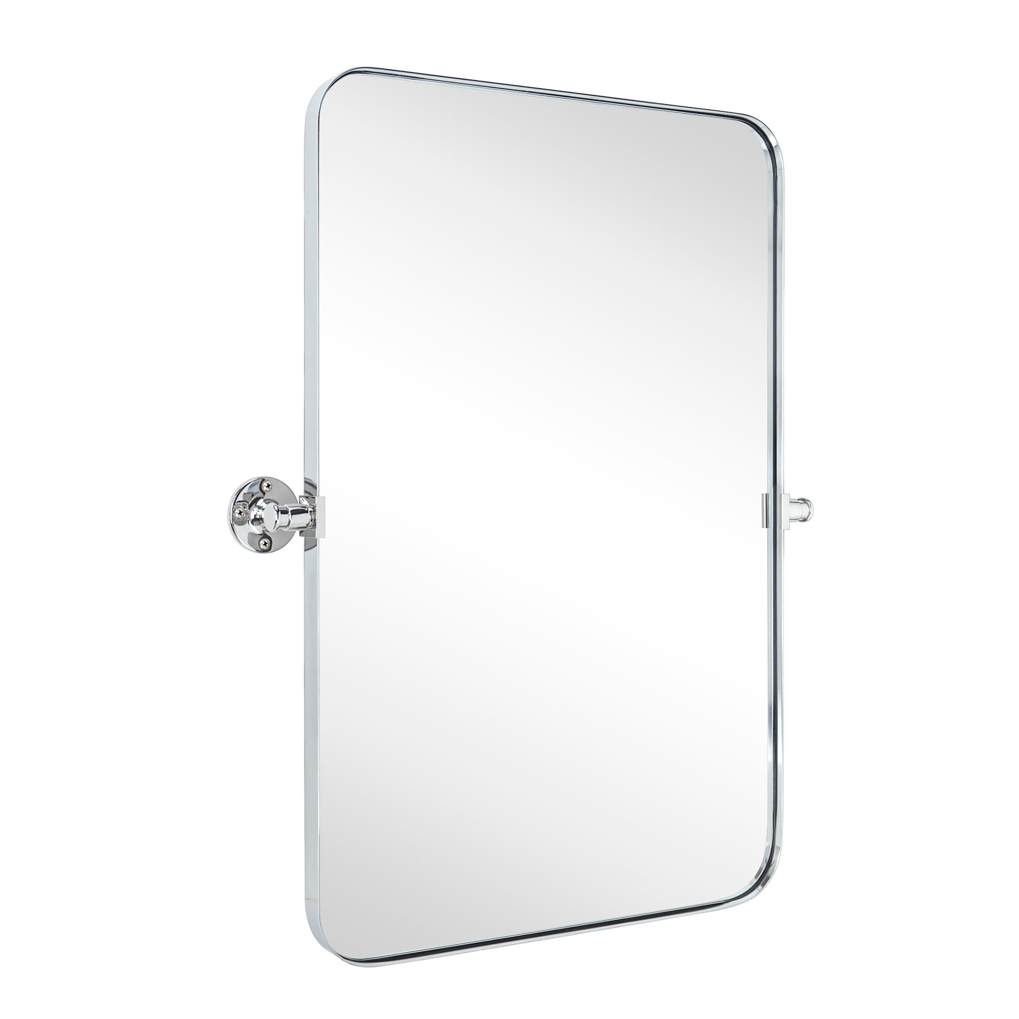 Rounded Rectangular Pivoting Metal Framed Wall Mounted Bathroom Vanity Mirror