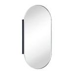 Oval Pill Shape Metal Framed Recessed Medicine Cabinet with Mirror