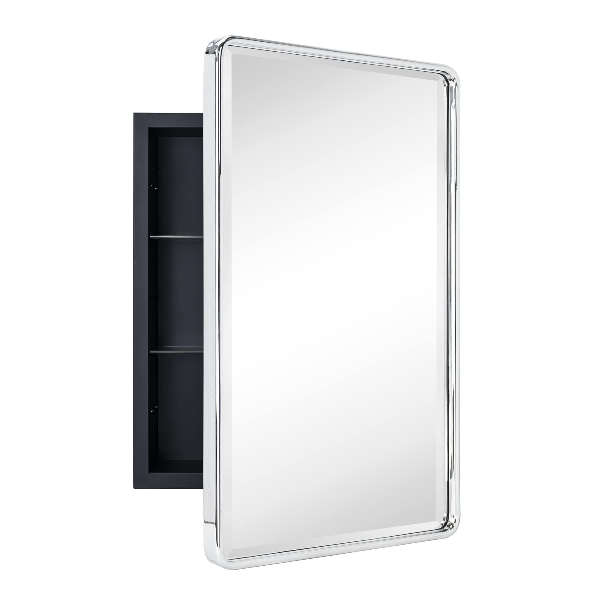 Recessed Rectangular Metal Framed Bathroom Medicine Cabinets with Mirror