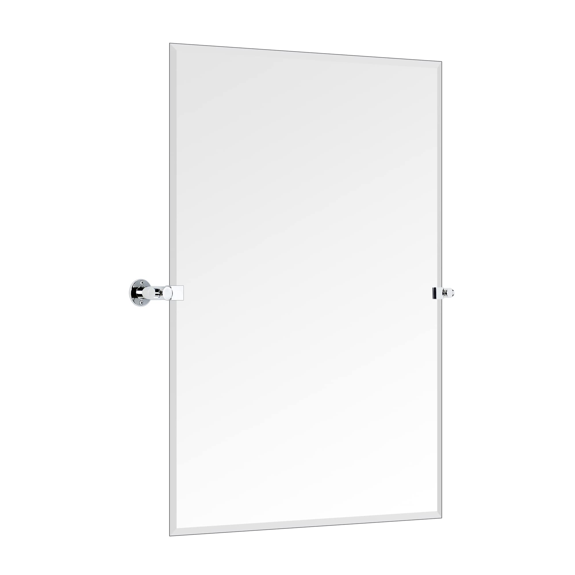 Rectangular Frameless Beveled Wall Mounted Bathroom Vanity Mirror with Brackets