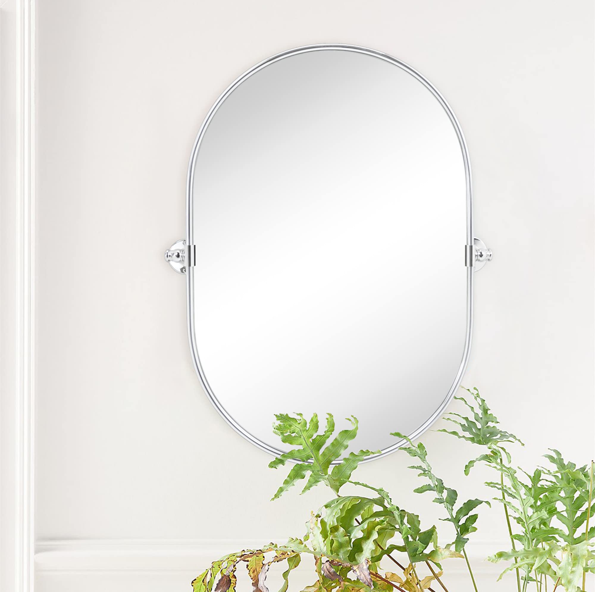 Pill Oval Metal Framed Tilting Wall Mounted Bathroom Vanity Mirror