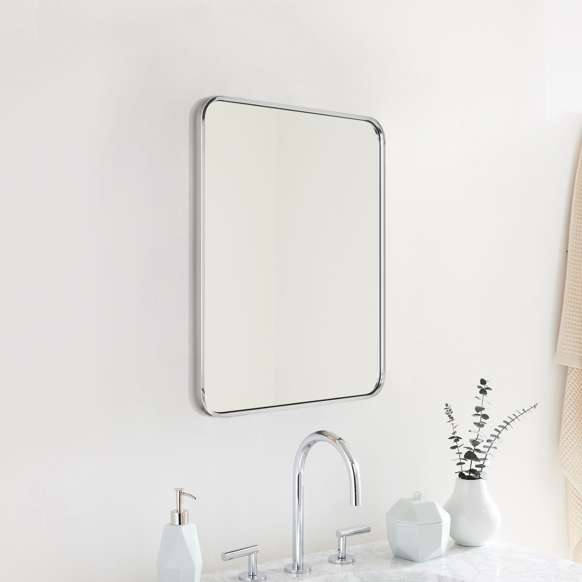 Rectangle Bathroom Vanity Mirror Stainless Steel Metal Framed Wall Mounted Mirror for Bathroom, Living Room, Powder Room