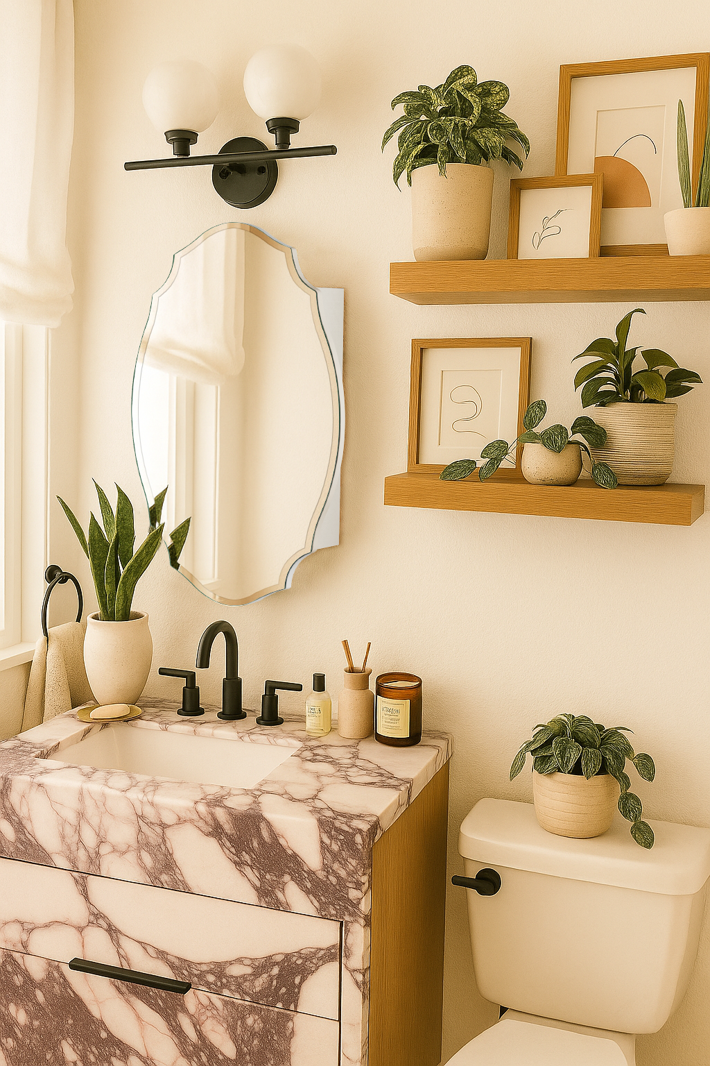 Frameless Irregular Medicine Cabinet with Beveled Mirror Surface Bathroom Medicine Cabinet Mirror with Storage for Bathroom