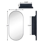 Oval Pill Shape Metal Framed Recessed Medicine Cabinet with Mirror