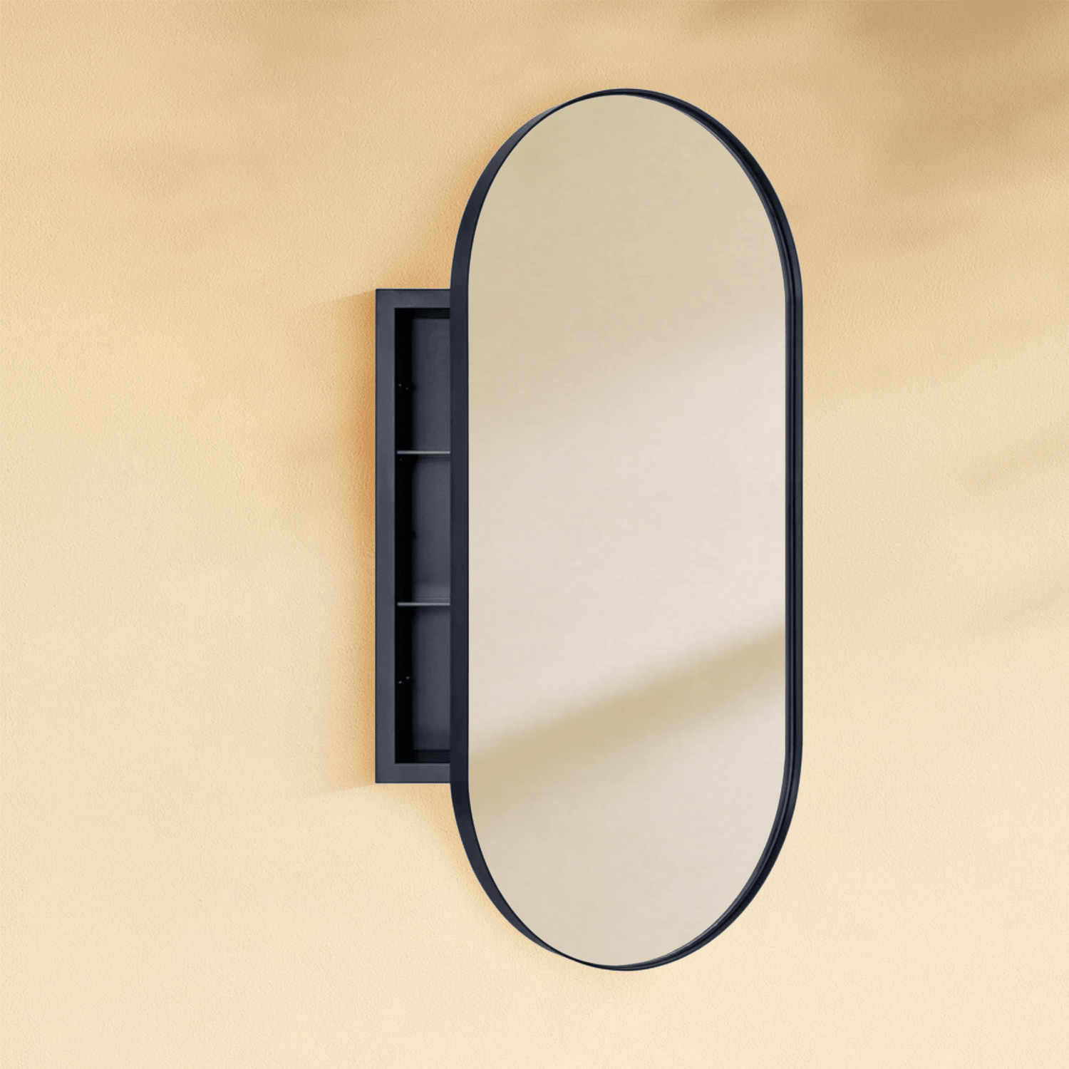 Daisy - Mai Modern Pill Recessed Mount Bathroom Medicine Cabinet with Mirrors GC-00451 Black 16x33" TEHOME