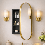Daisy - Mai Modern Pill Recessed Mount Bathroom Medicine Cabinet with Mirrors GC-00451 Black 16x33" TEHOME