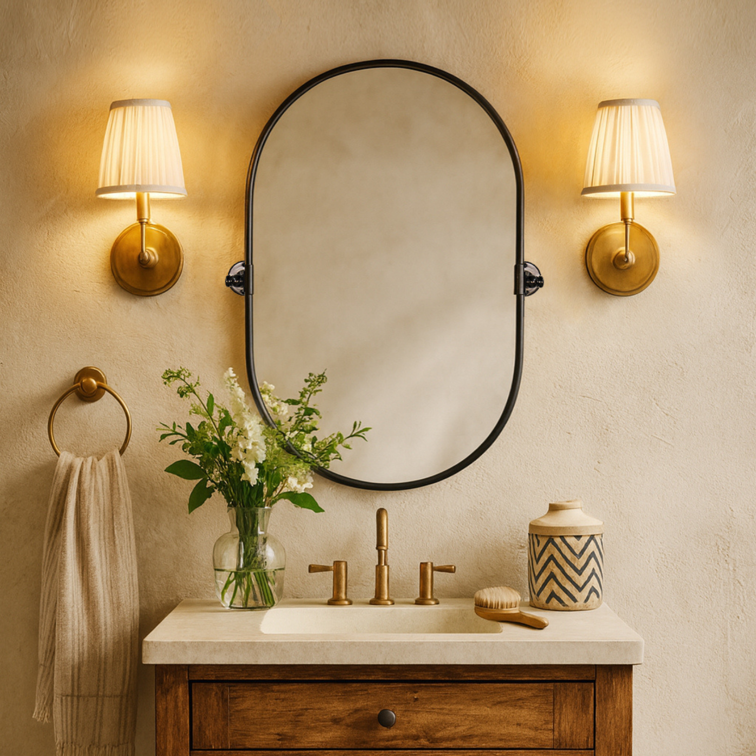 Elysian Farmhouse Pill Bathroom Pivot Mirrors