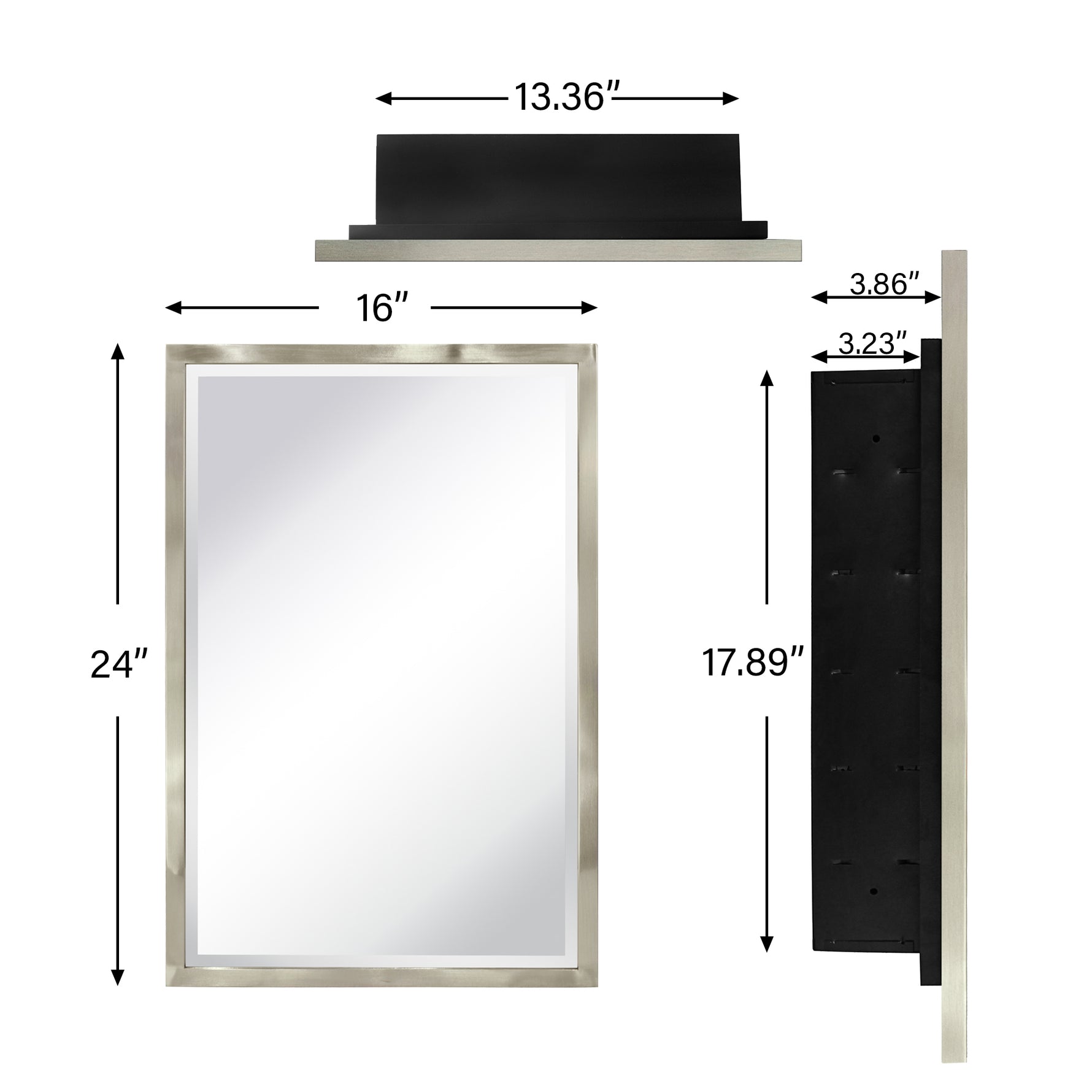 Rectangular Metal Framed Recessed Bathroom Medicine Cabinet with Mirror