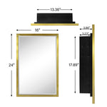 Rectangular Metal Framed Recessed Bathroom Medicine Cabinet with Mirror