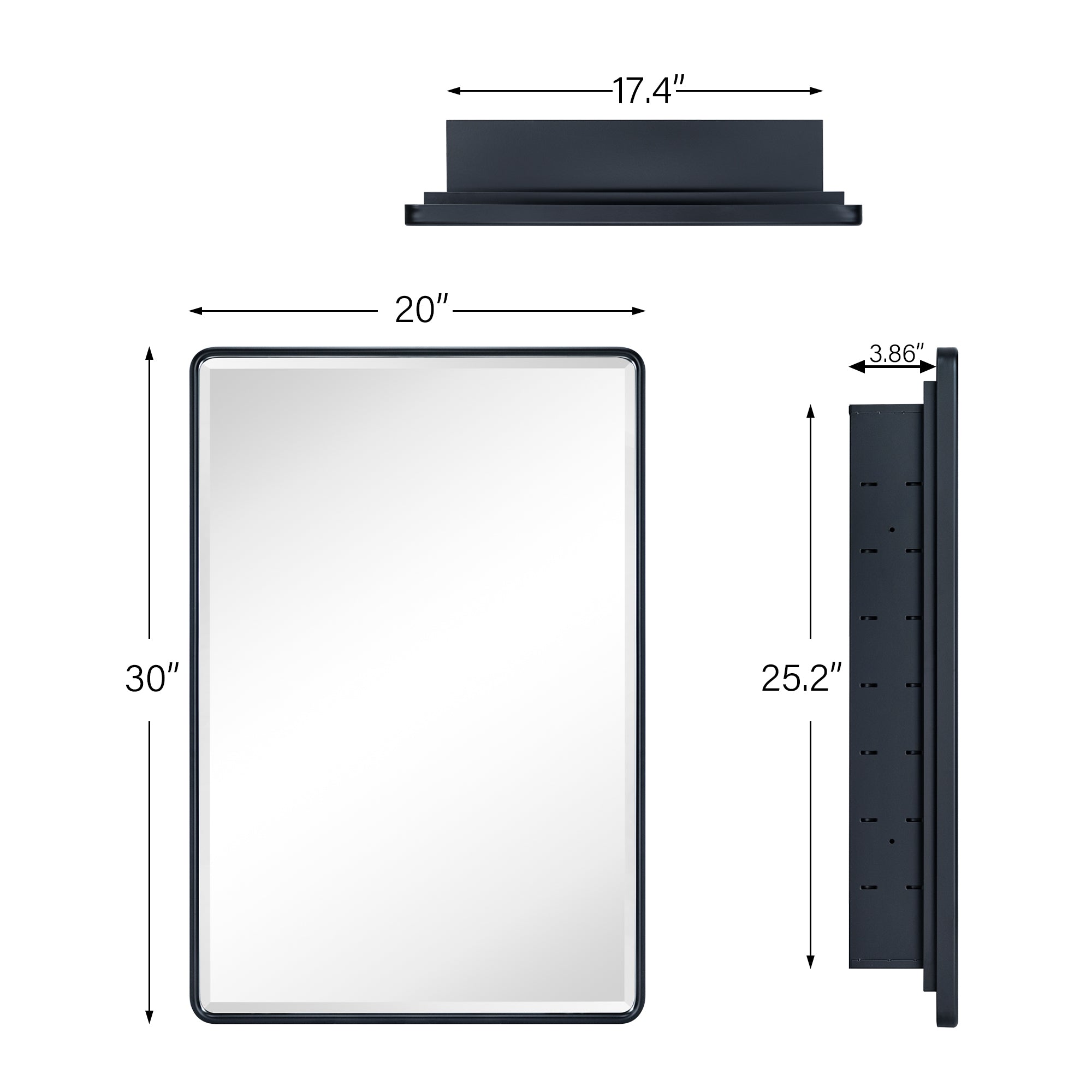 Surface Mount Rectangular Metal Framed Bathroom Medicine Cabinet with Mirror