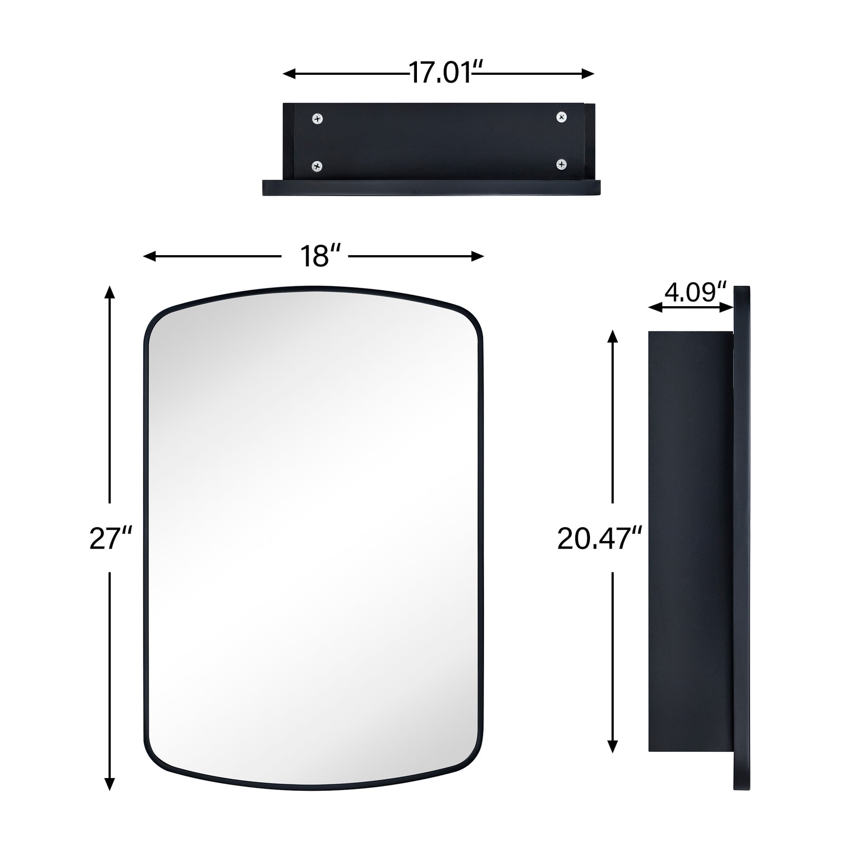 Recessed and Surface Mount Metal Framed Bathroom Medicine Cabinet with Mirror