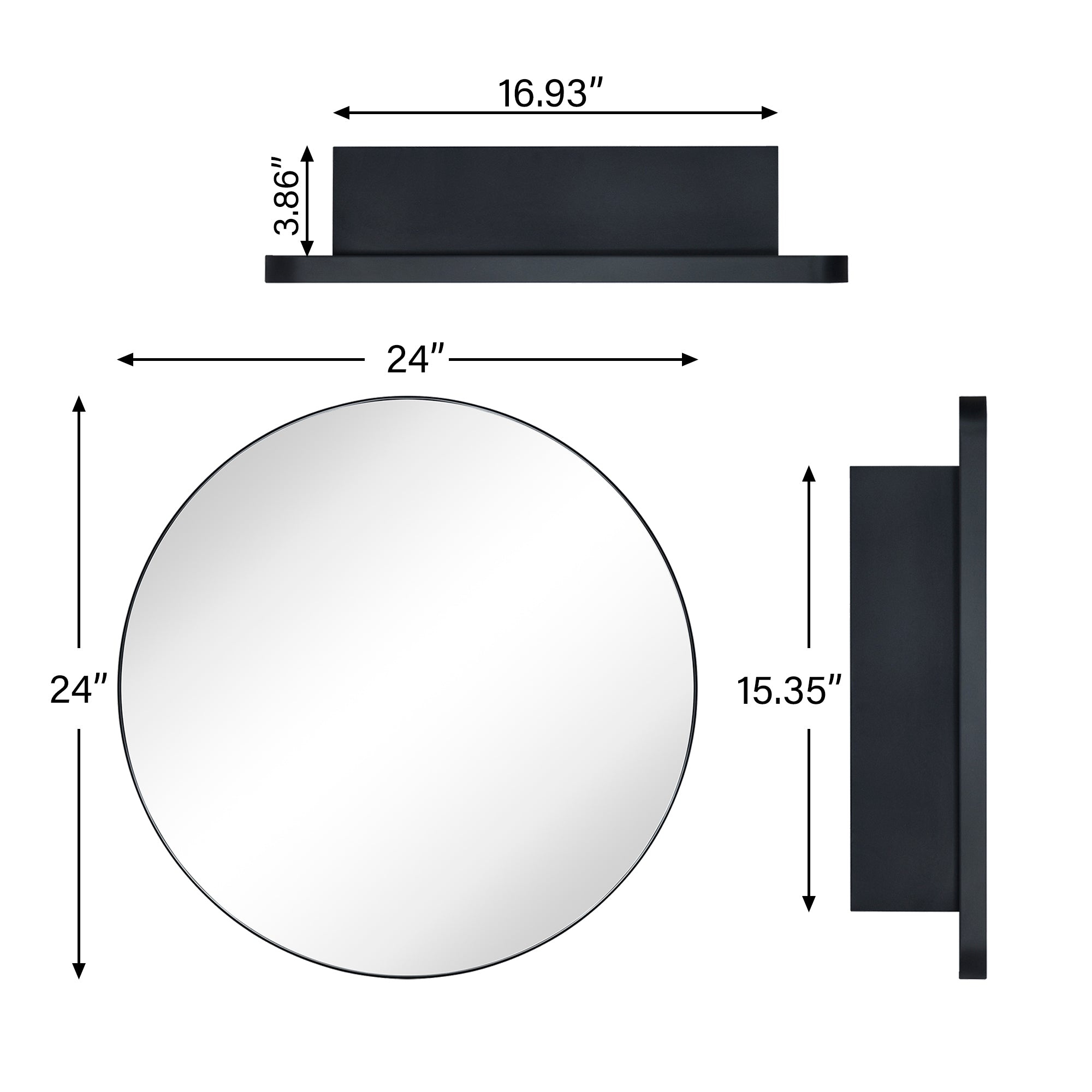 Surface Mount Round Metal Framed Bathroom Medicine Cabinet with Mirror