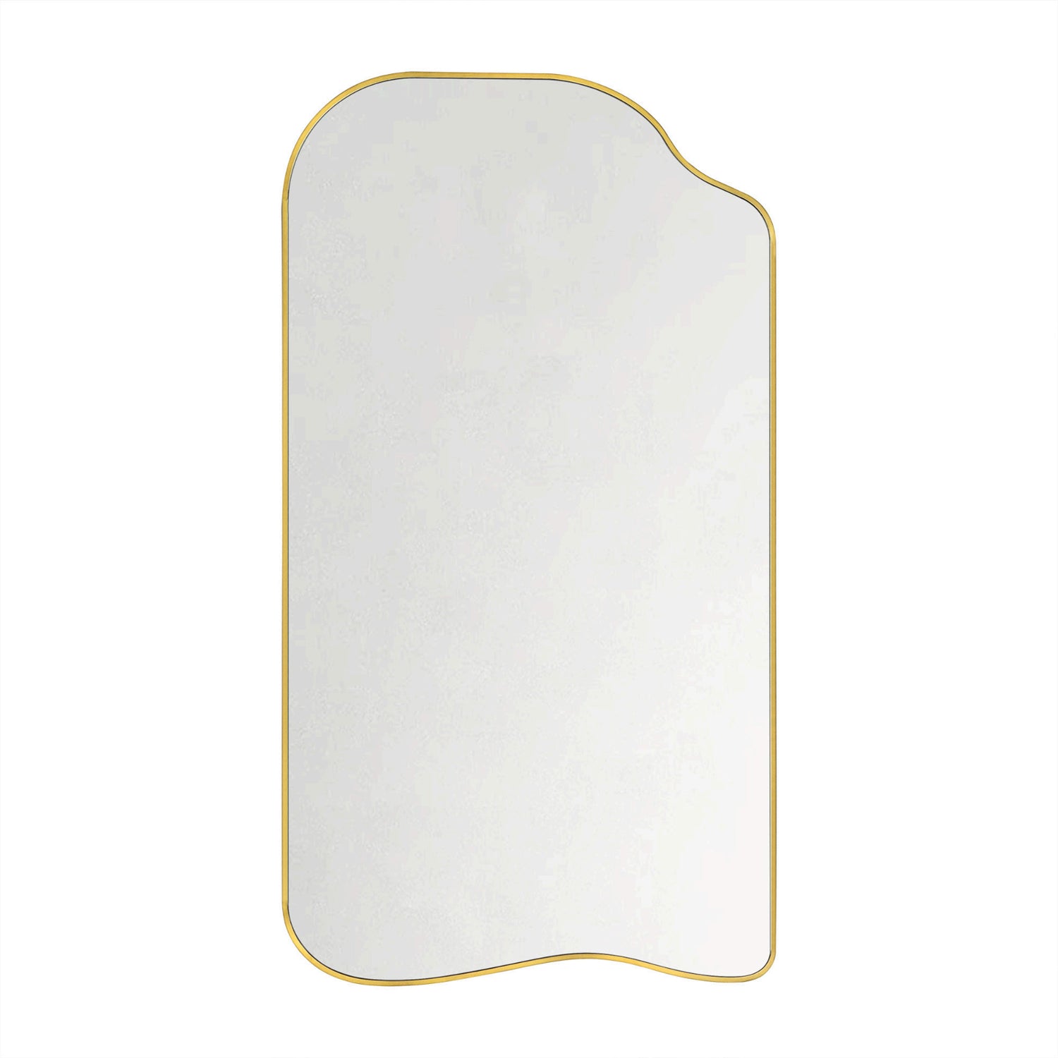 Ellara Modern Irregular Floor Mirrors, 35x65" in Brushed Gold