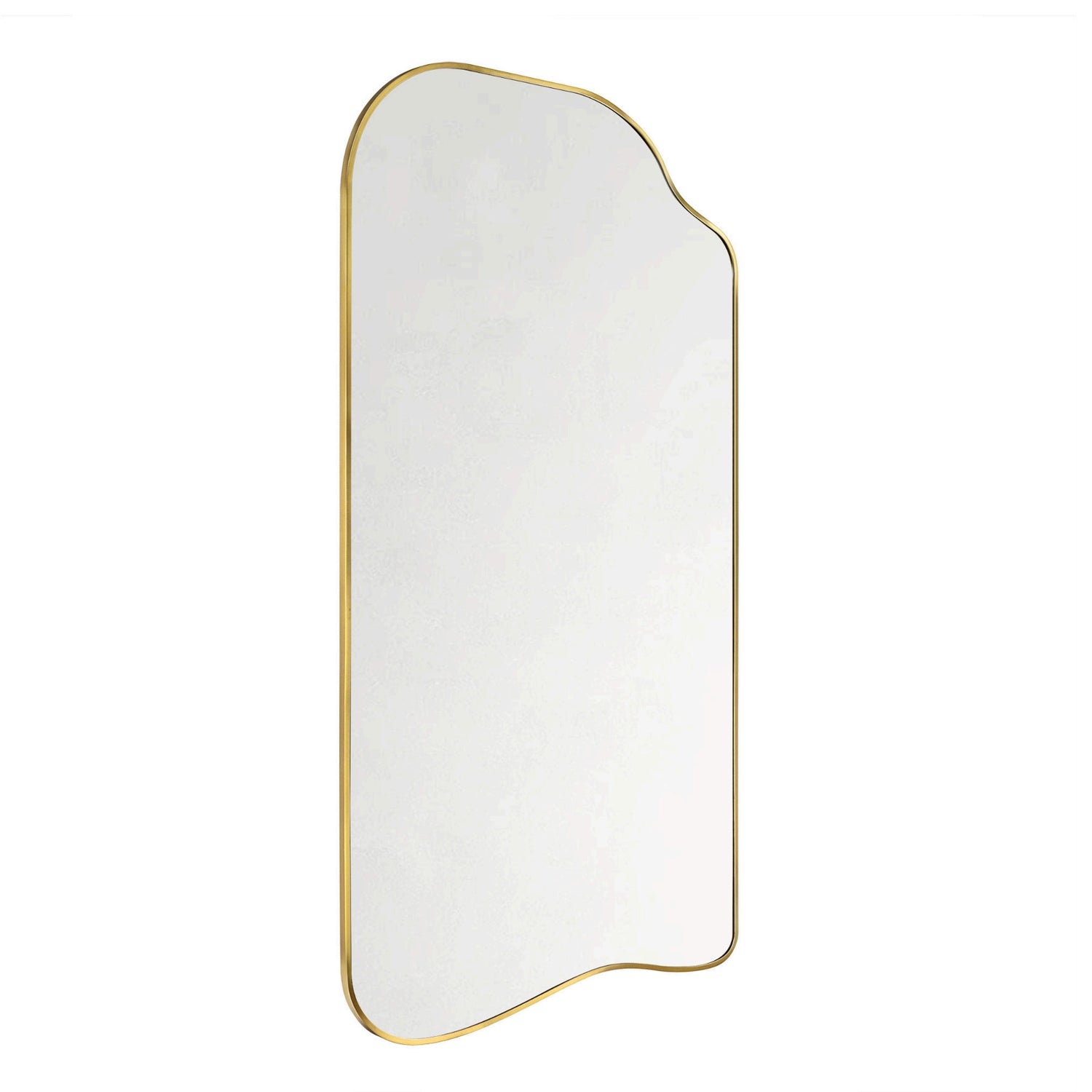 Ellara Modern Irregular Floor Mirrors, 35x65" in Brushed Gold