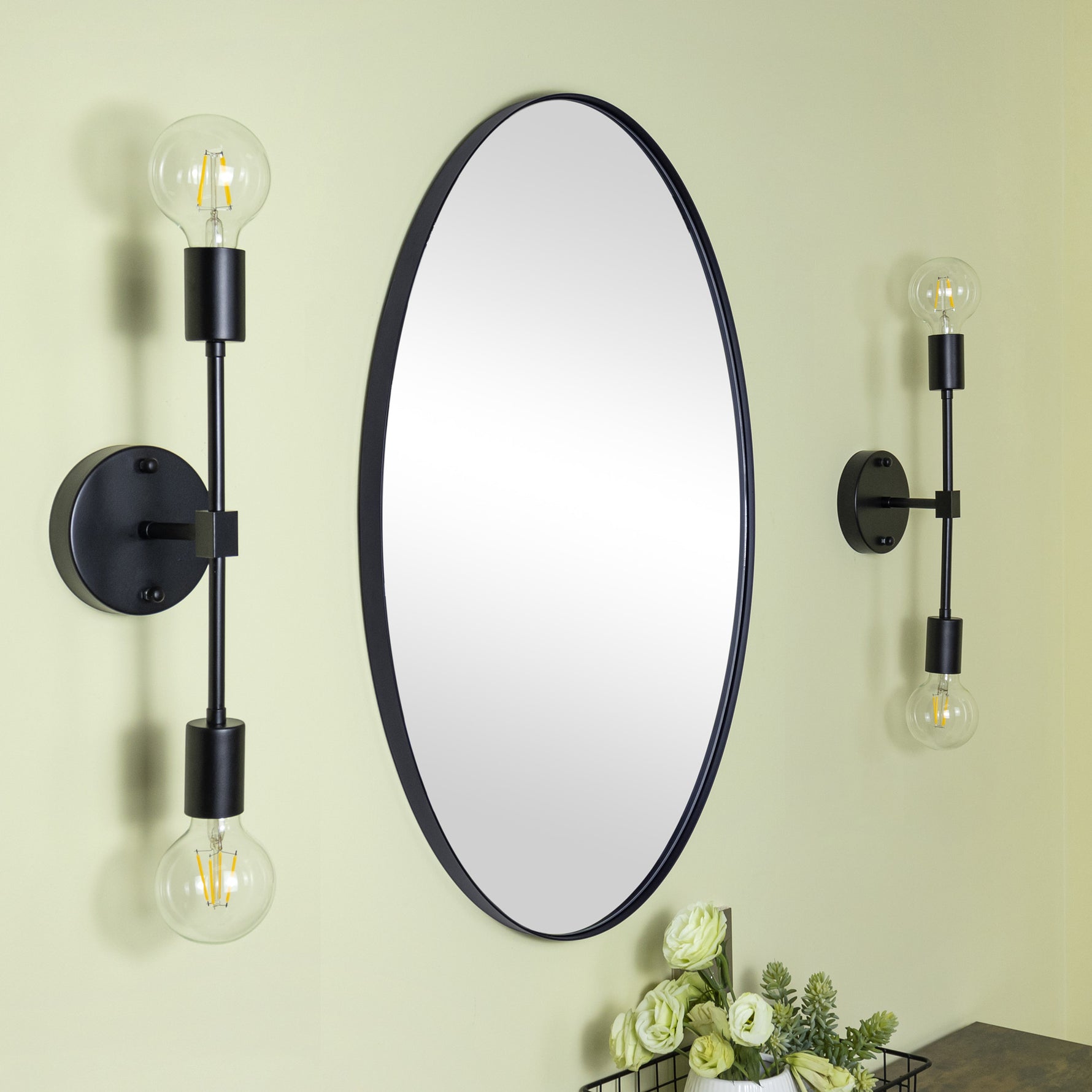 Oval Stainless Steel Framed Wall Mounted Bathroom Vanity Mirror