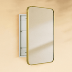 Garnes Modern Rectangle Recessed and Surface Mount Bathroom Medicine Cabinet with Mirrors GC-XB0005 Brushed Gold 16.5x24" TEHOME